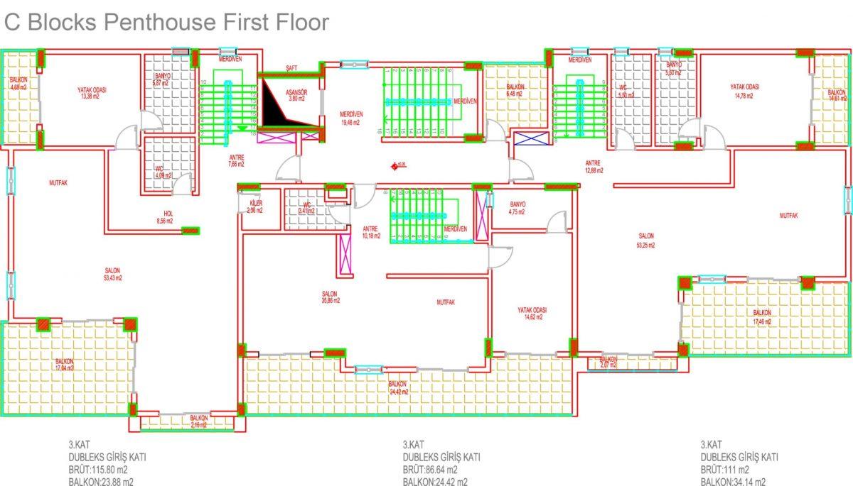 Multifunctional complex of luxury apartments and villas in Kargicak area - Фото 40