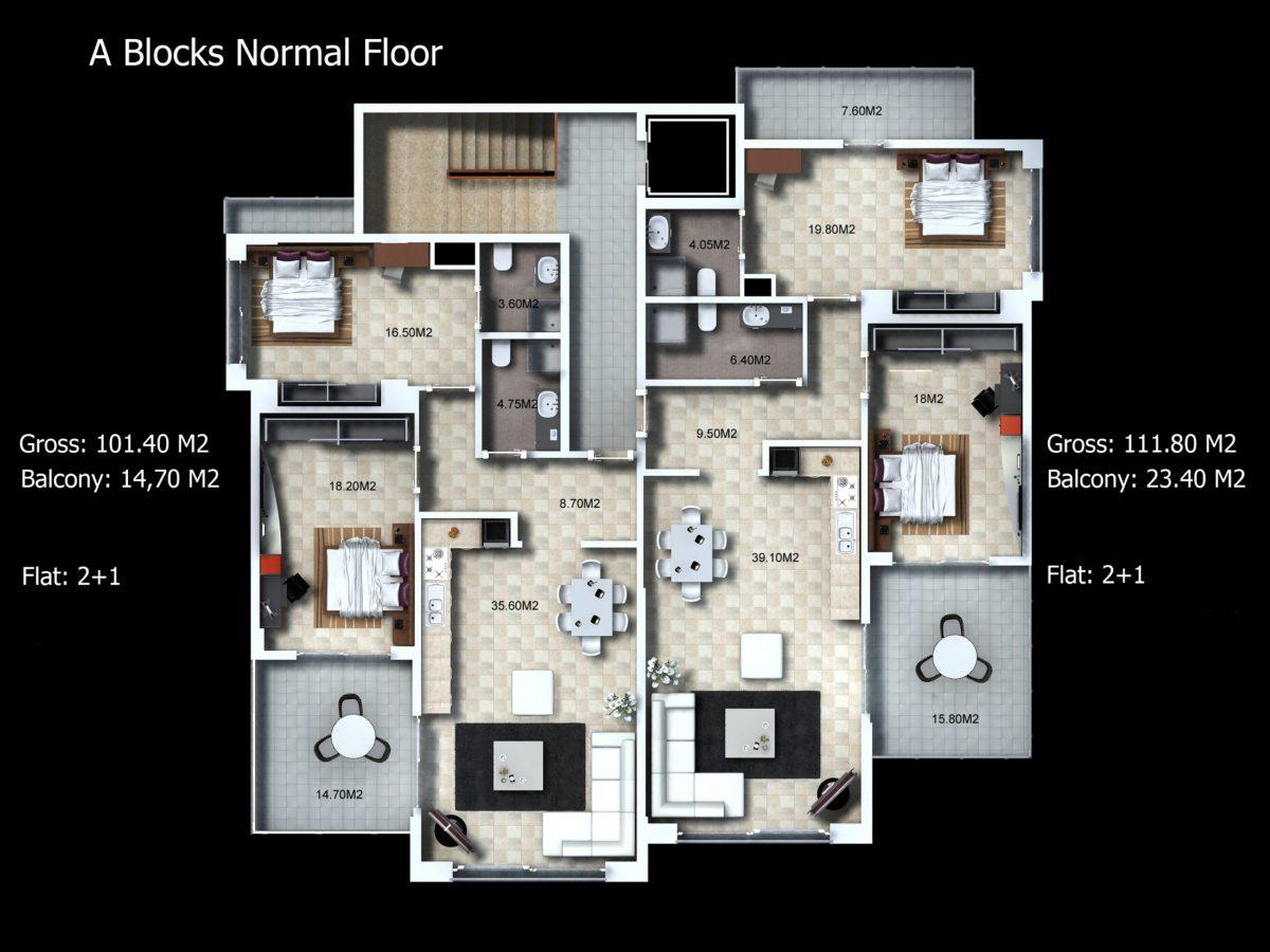 Multifunctional complex of luxury apartments and villas in Kargicak area - Фото 24