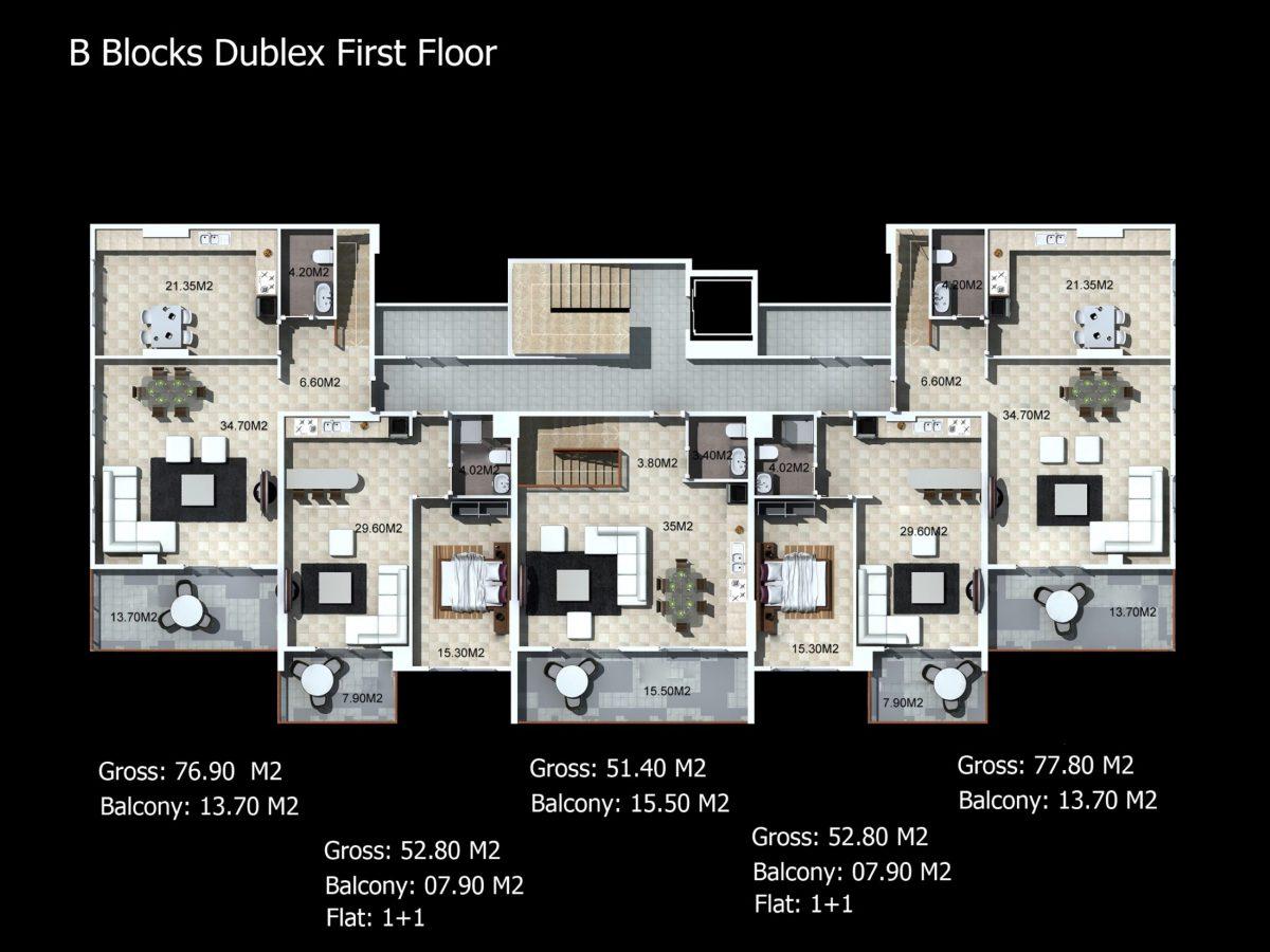 Multifunctional complex of luxury apartments and villas in Kargicak area - Фото 28