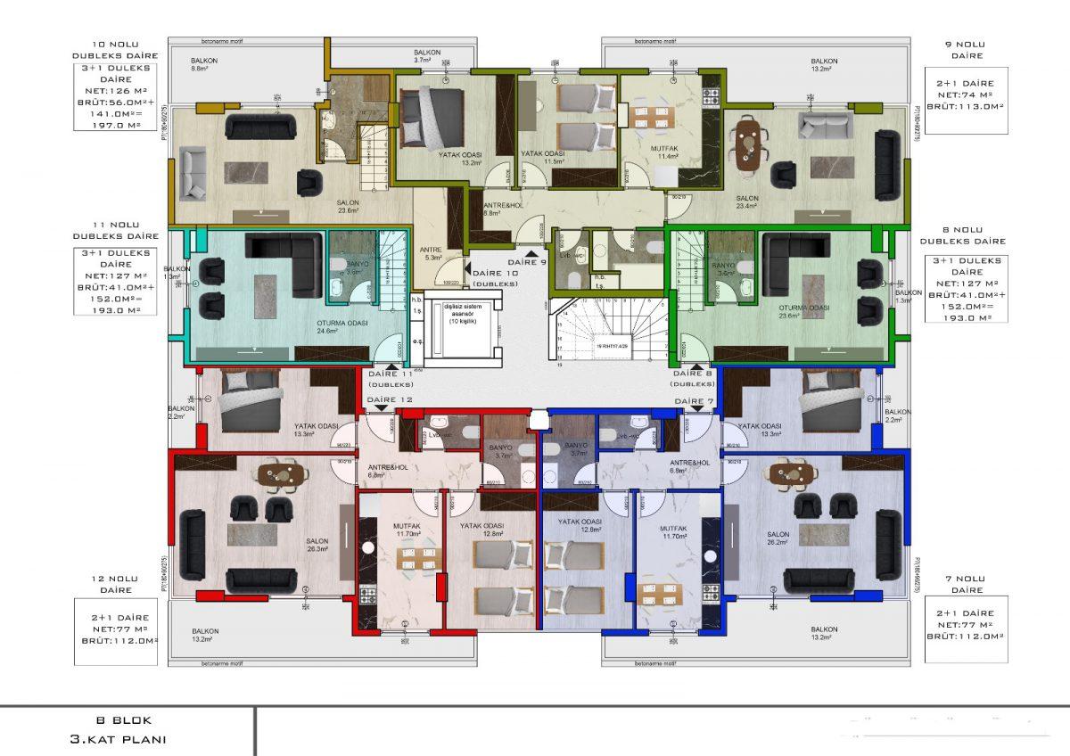 Apartments with a separate kitchen in a new residential complex in Oba - Фото 19