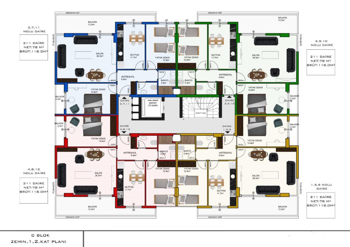 Apartments with a separate kitchen in a new residential complex in Oba - Фото 20