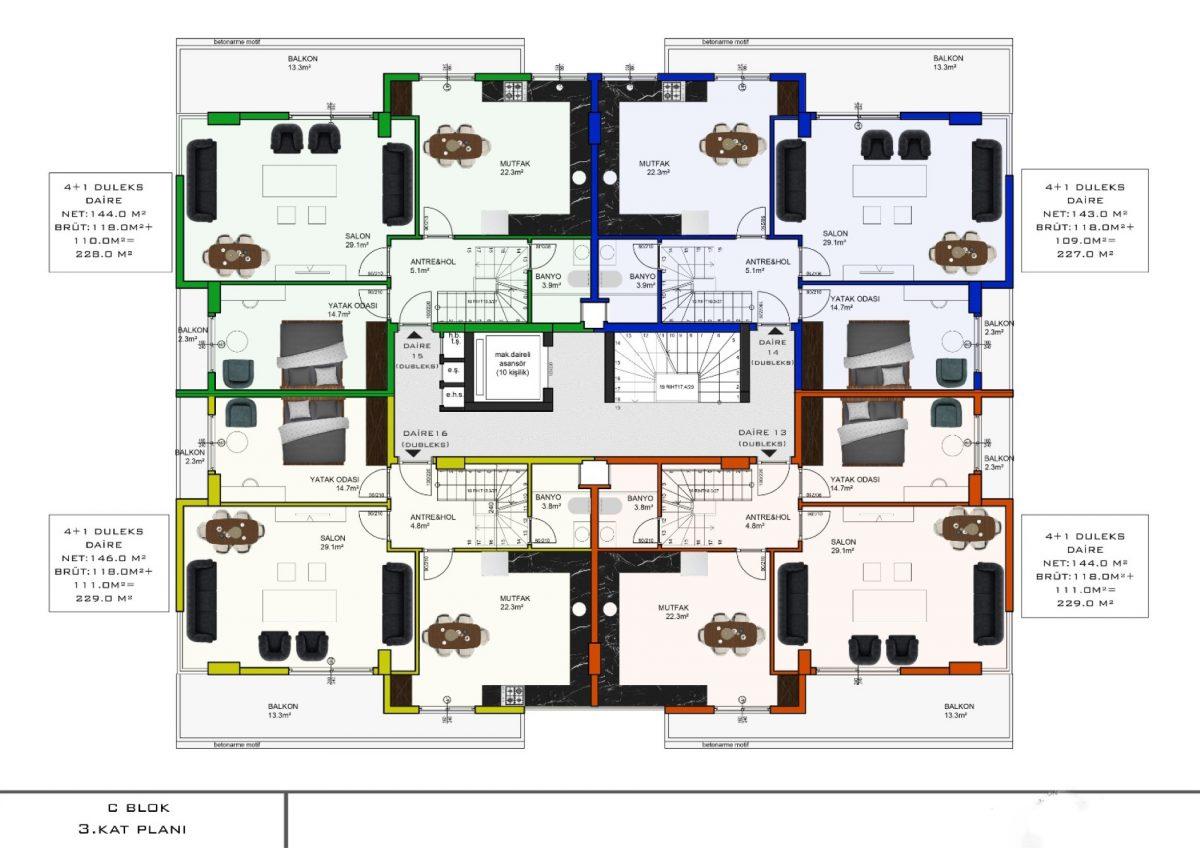 Apartments with a separate kitchen in a new residential complex in Oba - Фото 21