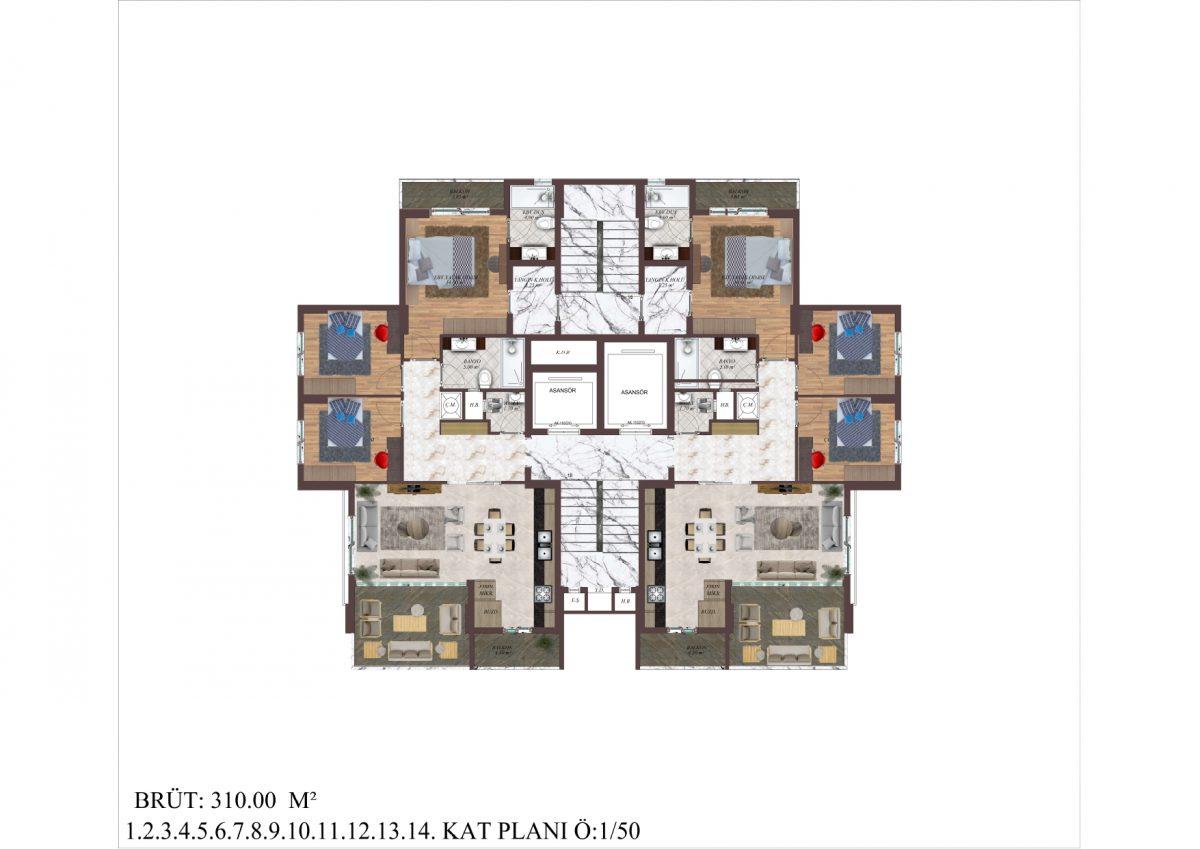 Project of a modern residential complex in the city of Mersin near the sea - Фото 41