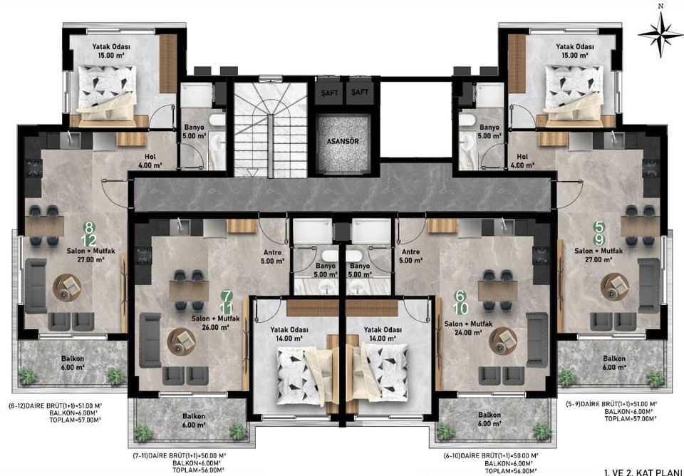 New modern project with cozy apartments near Cleopatra beach, 450 m to the center - Фото 29