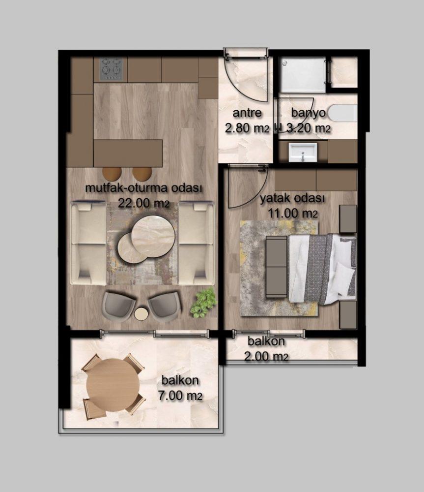 New residential complex in Mersin with plans 1+1, 2+1 - Фото 14