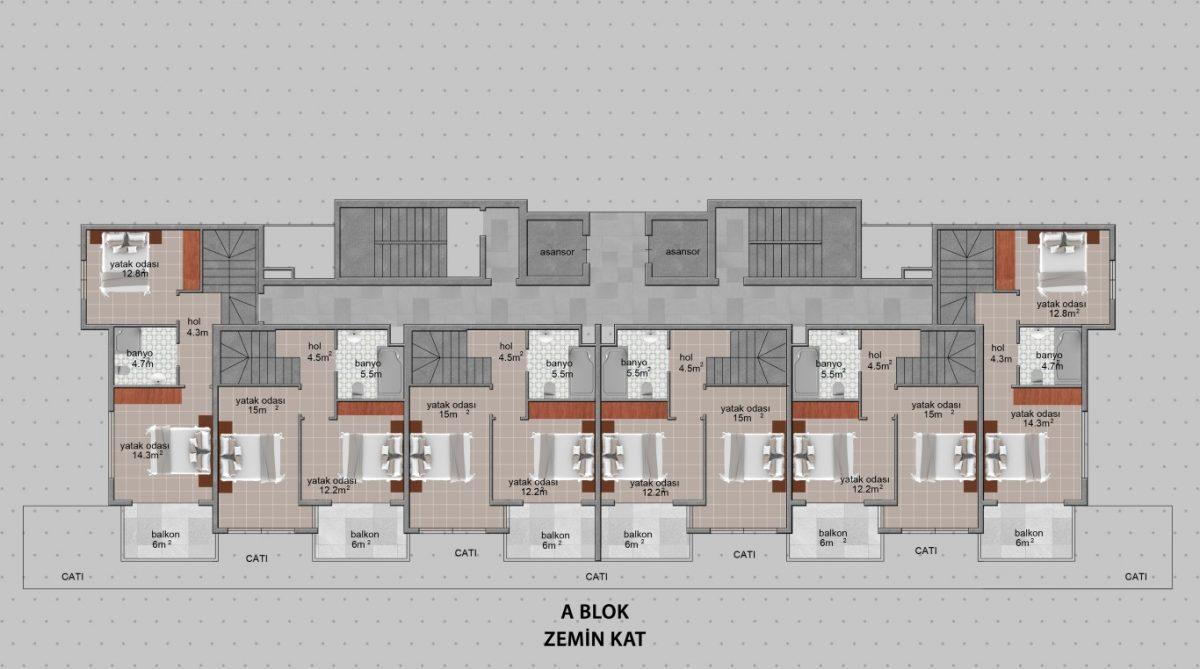 New residential complex in Turkey next to the pine forest in the area of Avsallar, Alanya (Plans 1+1, 2+1, 3+1) - Фото 15