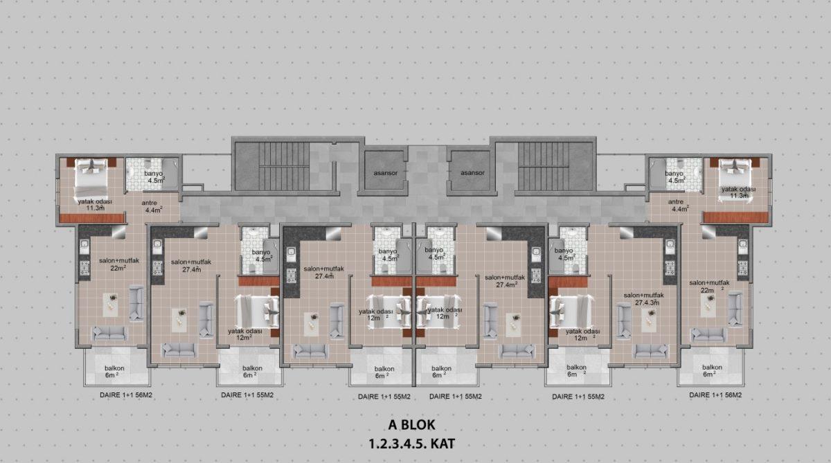 New residential complex in Turkey next to the pine forest in the area of Avsallar, Alanya (Plans 1+1, 2+1, 3+1) - Фото 16