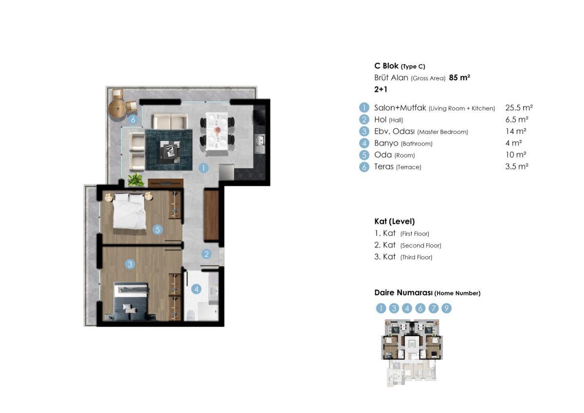 New residential complex in Northern Cyprus with spacious layout - Фото 22