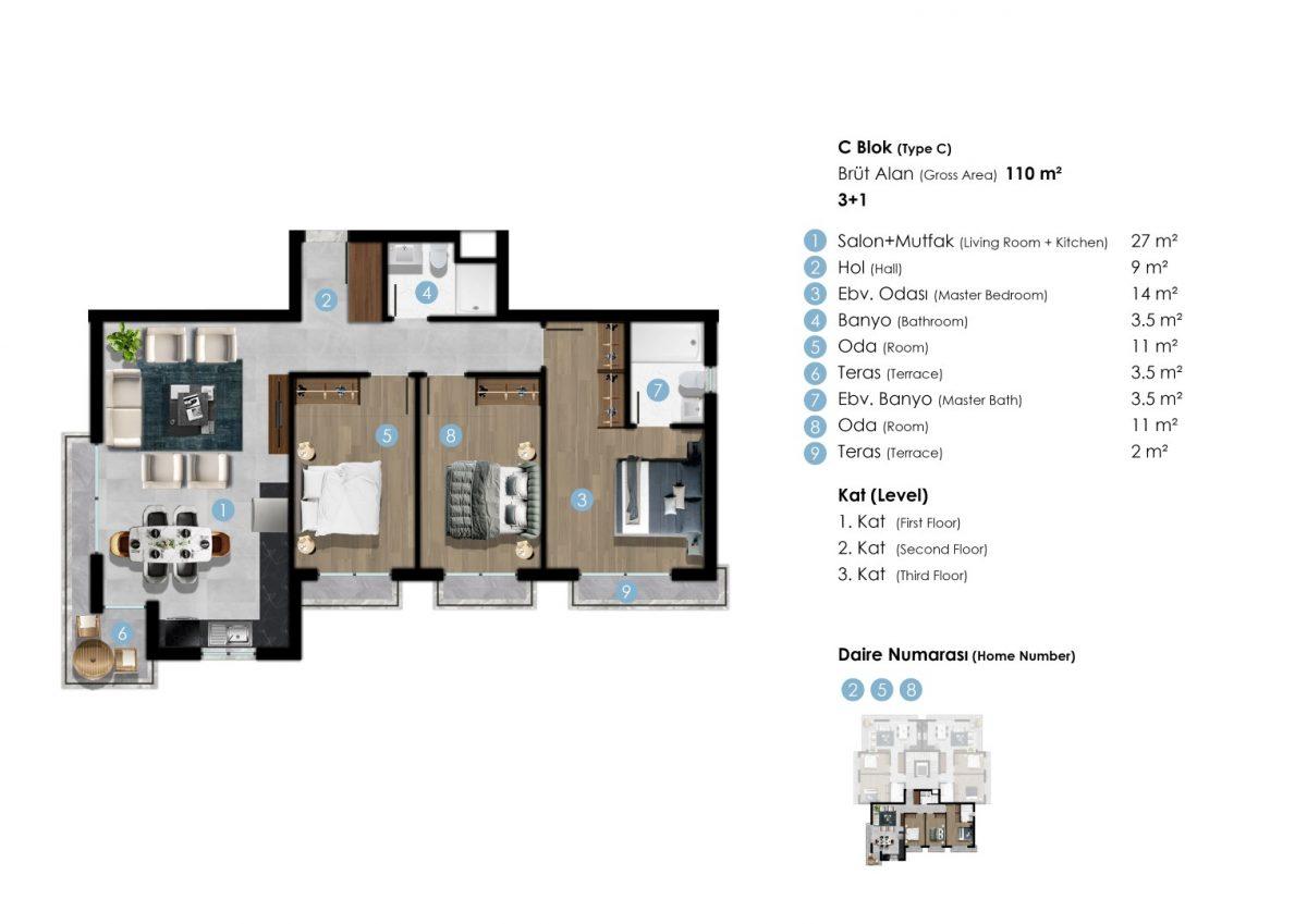 New residential complex in Northern Cyprus with spacious layout - Фото 21