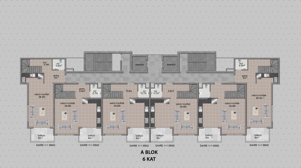 New residential complex in Turkey next to the pine forest in the area of Avsallar, Alanya (Plans 1+1, 2+1, 3+1) - Фото 17