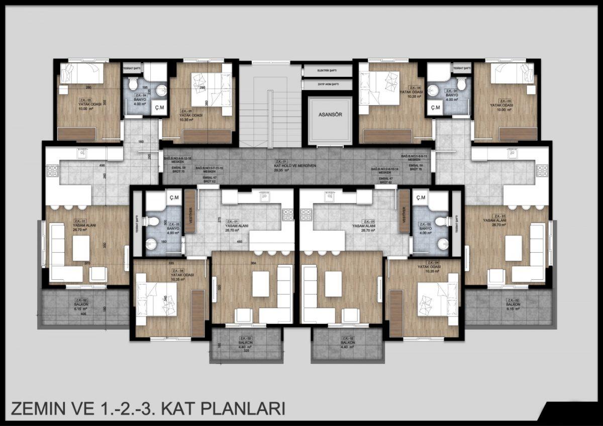 Modern five-storey residential complex in Turkey in the area of Okurdjalar (area 63-180 m²) - Фото 23