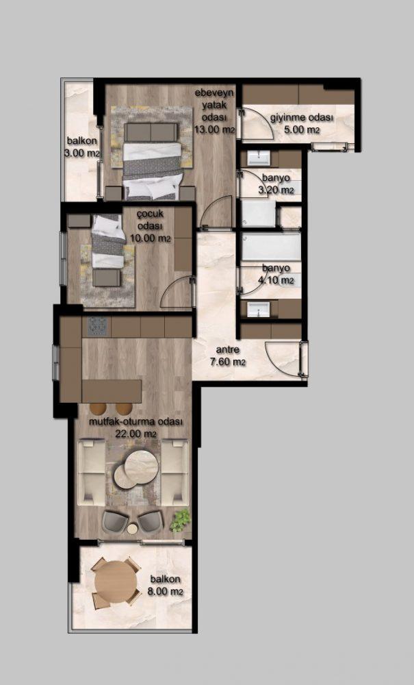 New residential complex in Mersin with plans 1+1, 2+1 - Фото 13