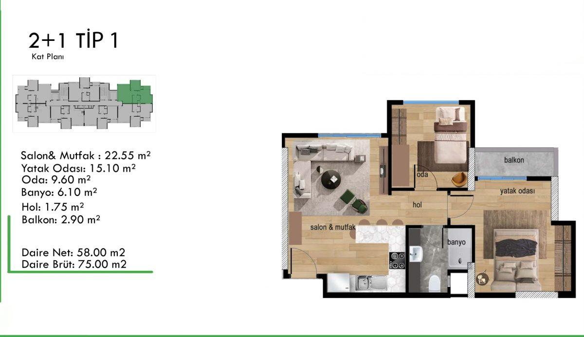 New large-scale project with 2+1 apartments in Mezitli, Mersin - Фото 17