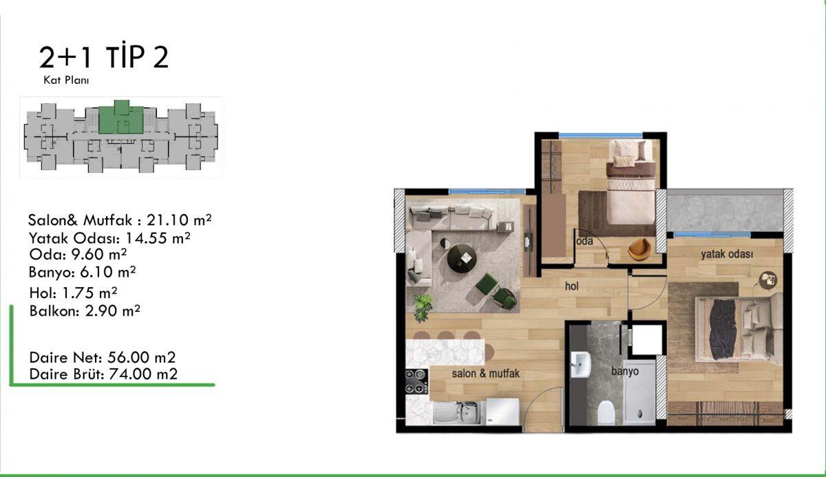 New large-scale project with 2+1 apartments in Mezitli, Mersin - Фото 18