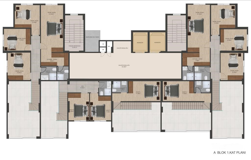 New residential complex in a quiet area of the city of Mersin, with plans 1+1, 2+1 and 3+1 - Фото 25