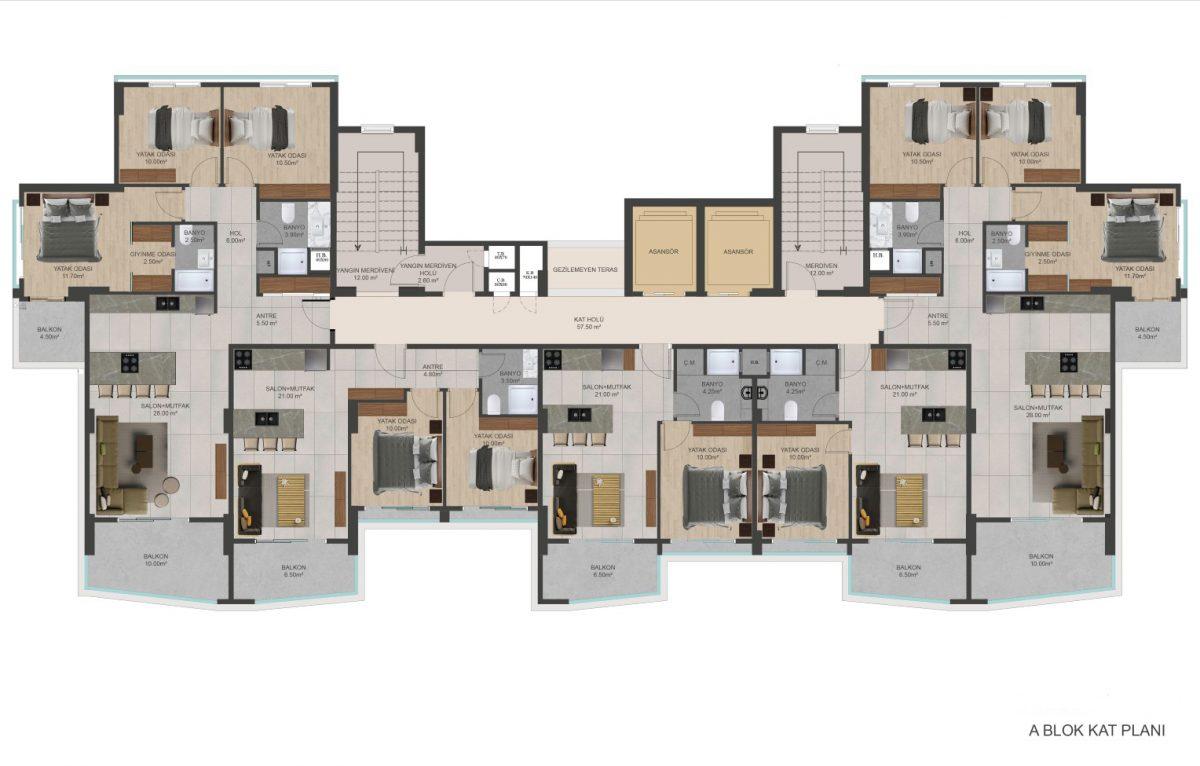 New residential complex in a quiet area of the city of Mersin, with plans 1+1, 2+1 and 3+1 - Фото 24