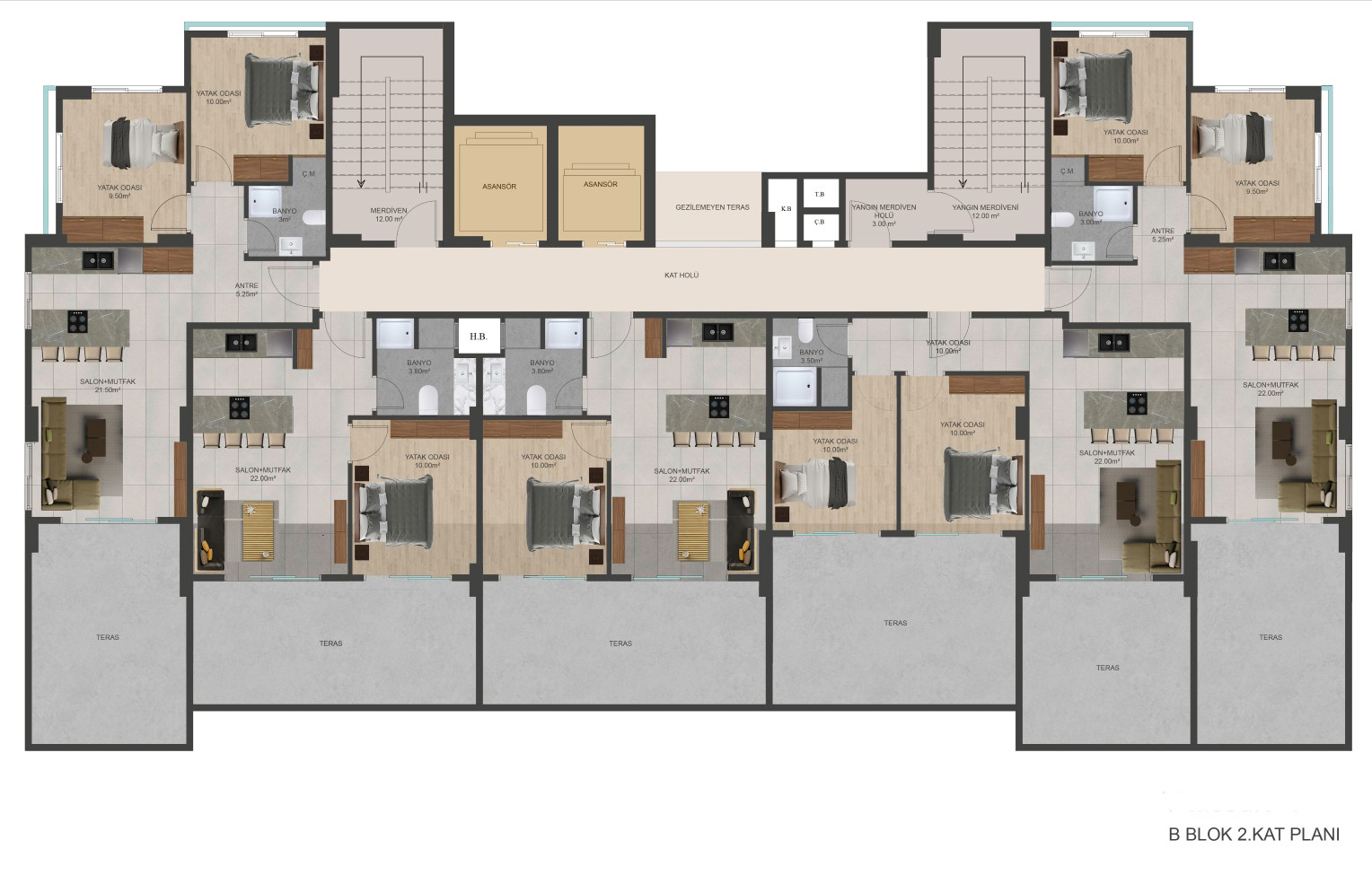 New residential complex in a quiet area of the city of Mersin, with plans 1+1, 2+1 and 3+1 - Фото 29