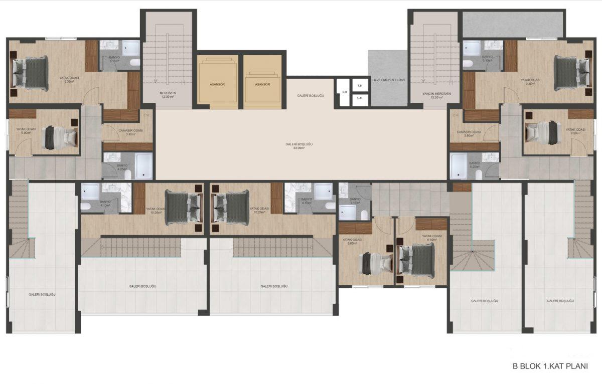 New residential complex in a quiet area of the city of Mersin, with plans 1+1, 2+1 and 3+1 - Фото 28