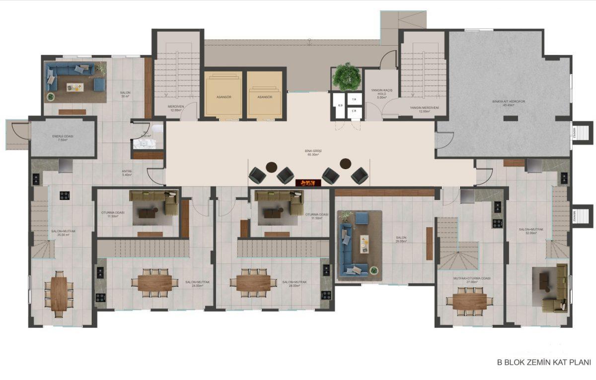 New residential complex in a quiet area of the city of Mersin, with plans 1+1, 2+1 and 3+1 - Фото 27