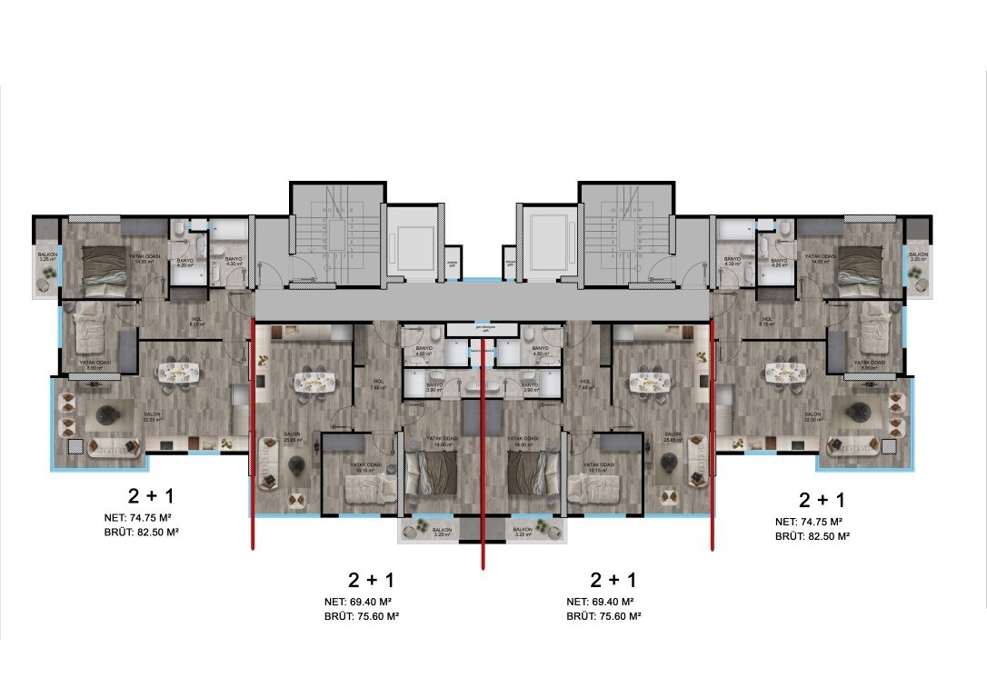 New high-rise residential complex in Mersin with 2+1 apartments - Фото 4