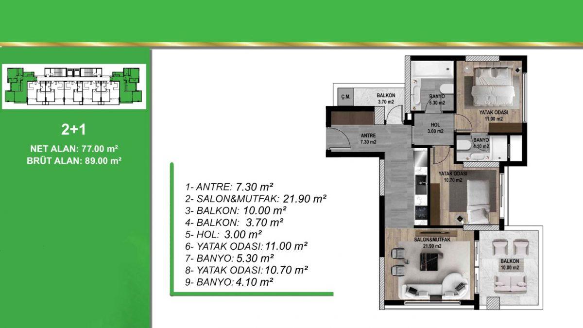 New 1+1 apartment complex in Mezitli district - Фото 11