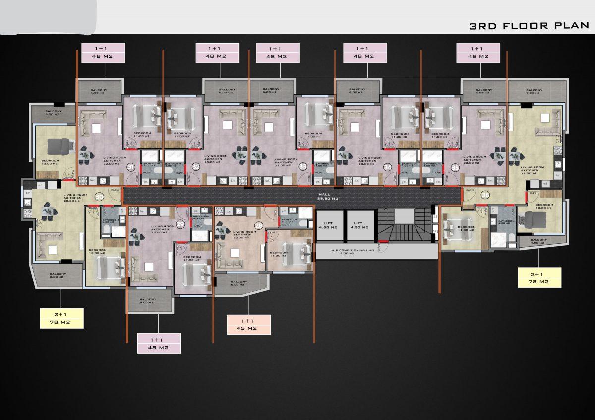 Apartment planning 1+1 in the center of Alanya, 250 meters from the Mediterranean Sea - Фото 25