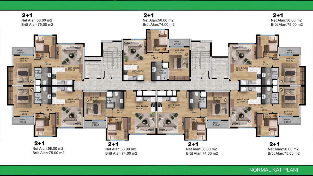 New large-scale project with 2+1 apartments in Mezitli, Mersin - Фото 13