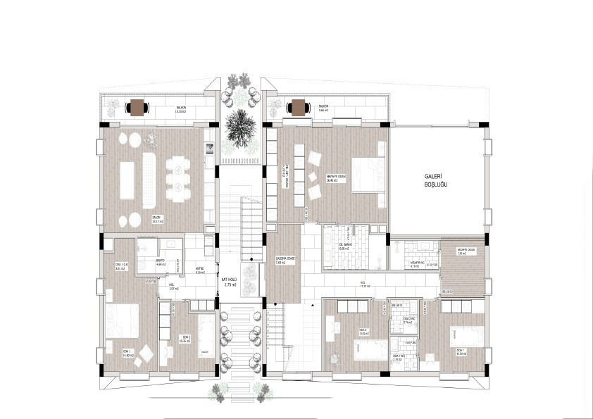 Project of a modern residential complex in Northern Cyprus, apartment layout 2+1, 4+1 - Фото 12