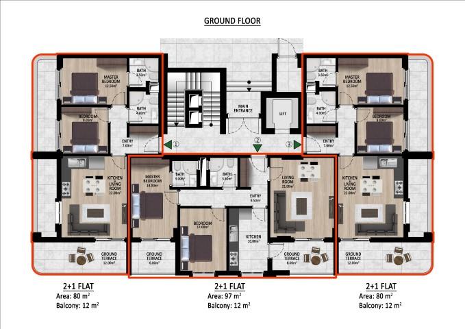 New residence under construction, spacious 2+1 and 3+1 apartments in Gazipash - Фото 12