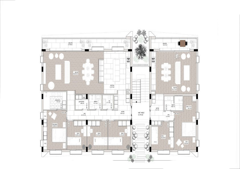 Project of a modern residential complex in Northern Cyprus, apartment layout 2+1, 4+1 - Фото 11