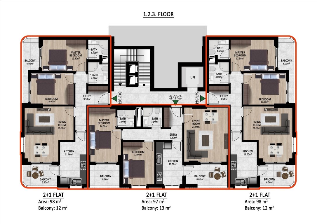 New residence under construction, spacious 2+1 and 3+1 apartments in Gazipash - Фото 12