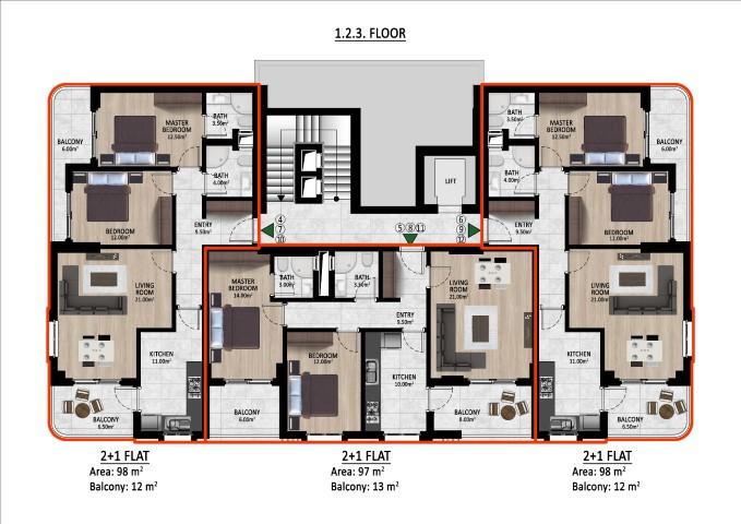 New residence under construction, spacious 2+1 and 3+1 apartments in Gazipash - Фото 13