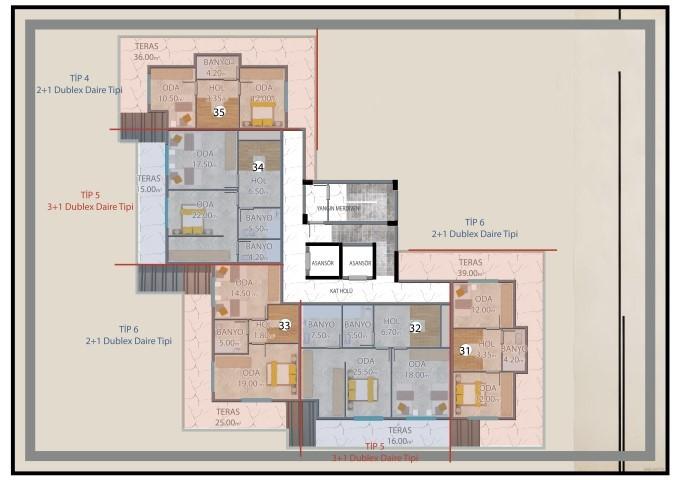 New project under construction in the Demirtaş area, apartments in 1+1, 2+1, 3+1 - Foto 13