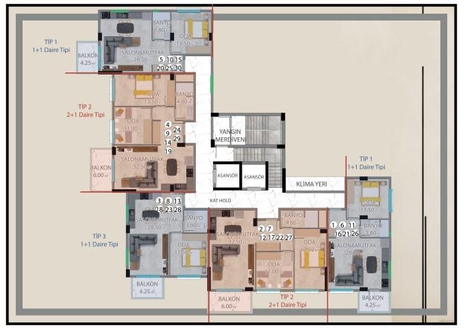 New project under construction in the Demirtaş area, apartments in 1+1, 2+1, 3+1 - Фото 14