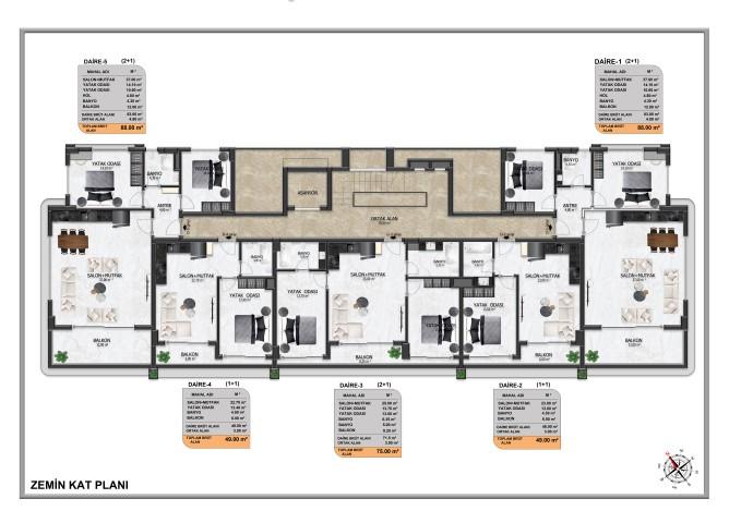 New project in Oba district with modern infrastructure and plans 1+1, 2+1 and 3+1 - Фото 41