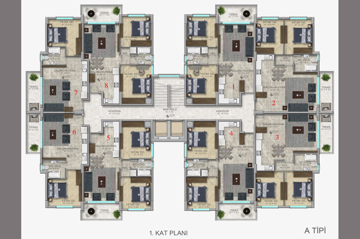 New residential complex in Kyrenia, Northern Cyprus (area - 60-140 m²) - Фото 15