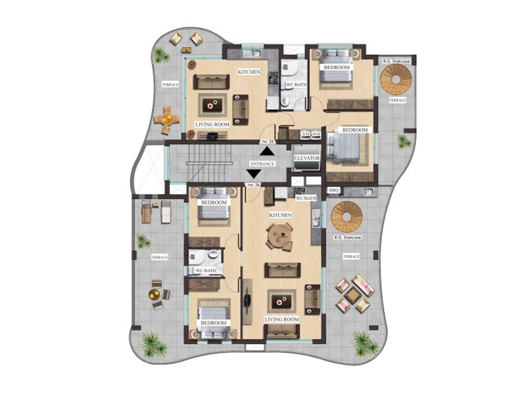 New high-rise residential complex in Northern Cyprus, with 2+1 and 3+1 apartments, Tatlisu district - Фото 29