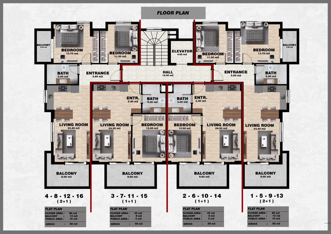 Apartments under construction in Alanya, Jikgilli district - Фото 29