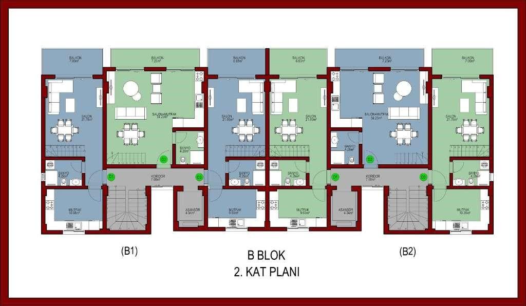 Apartment in Fethiye with city, sea and mountain views, with an area of 55 m2 - Фото 13