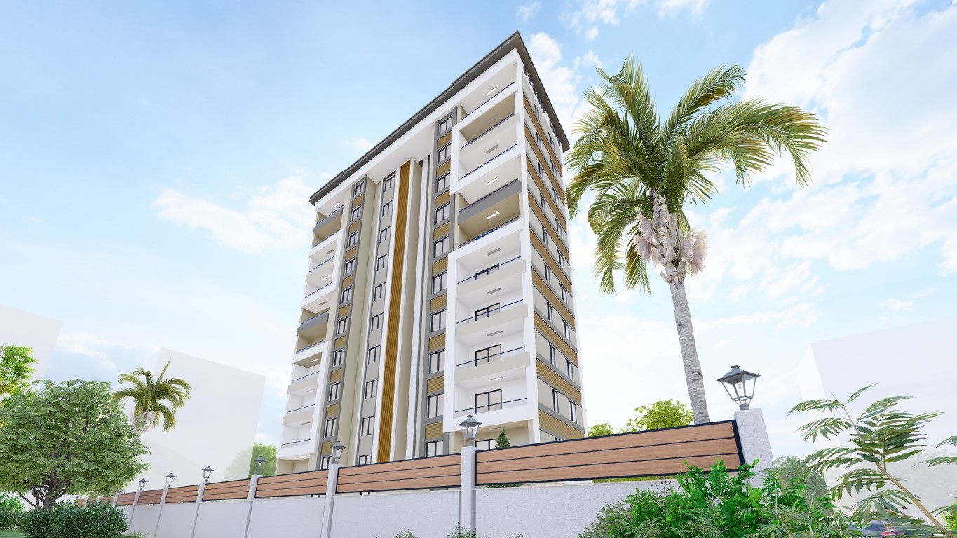 New project with one bedroom (1+1) apartments in Tomyuk district, Mersin - Фото 3