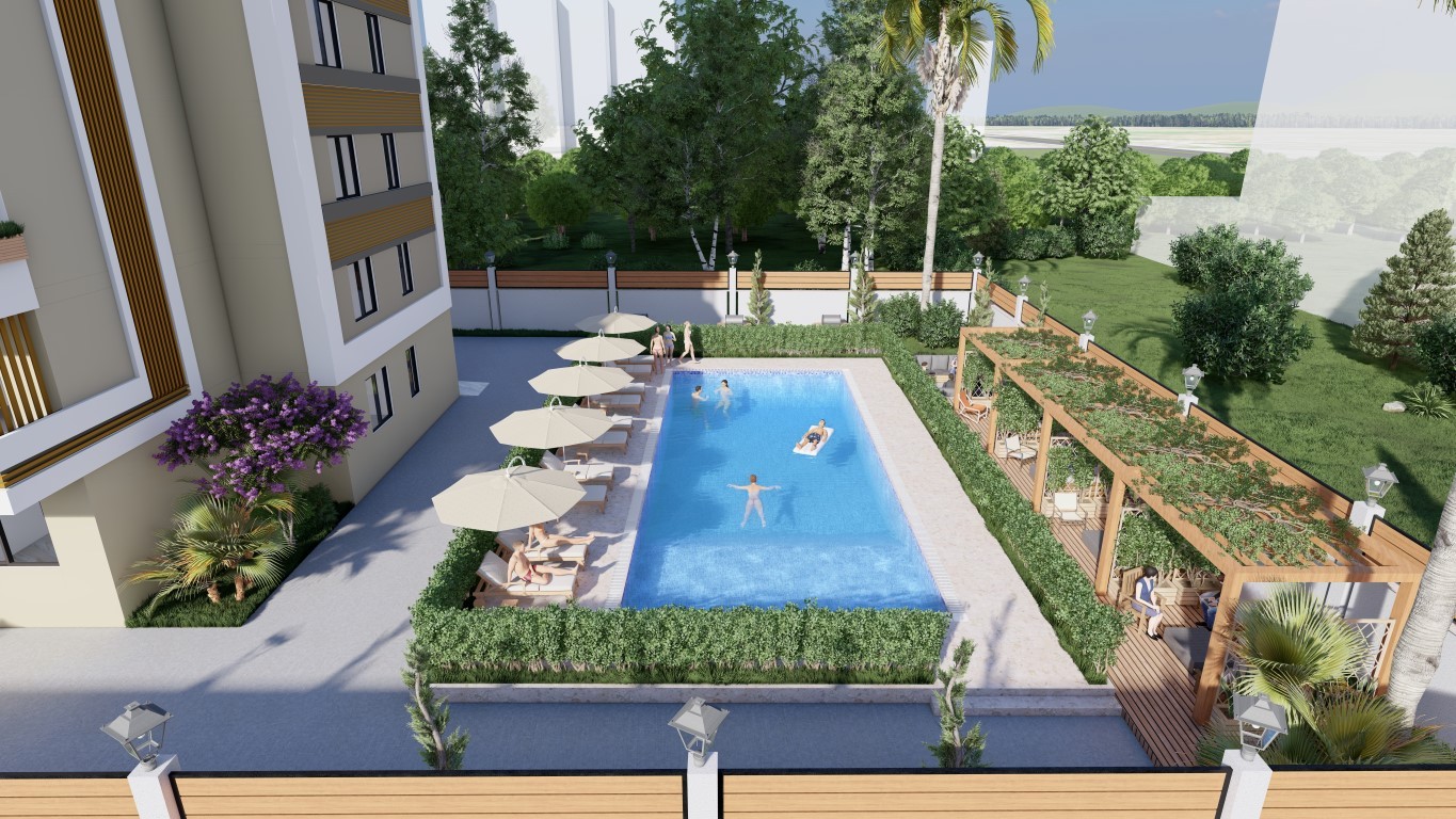 New project with one bedroom (1+1) apartments in Tomyuk district, Mersin - Фото 8