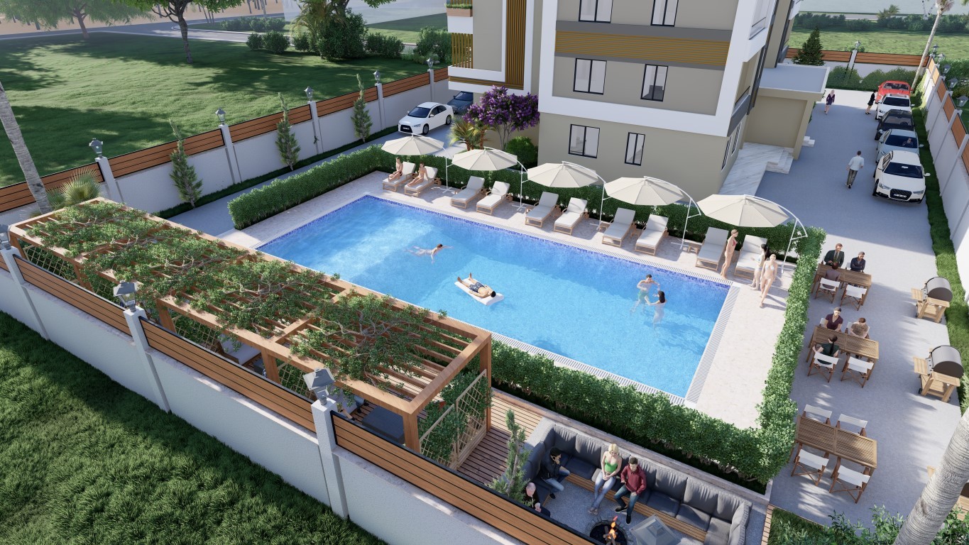 New project with one bedroom (1+1) apartments in Tomyuk district, Mersin - Фото 6