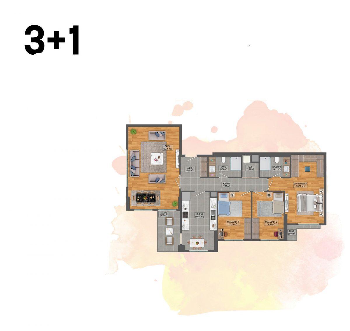 New project in Istanbul with spacious plans 1+1, 2+1 and 3+1 - Фото 9