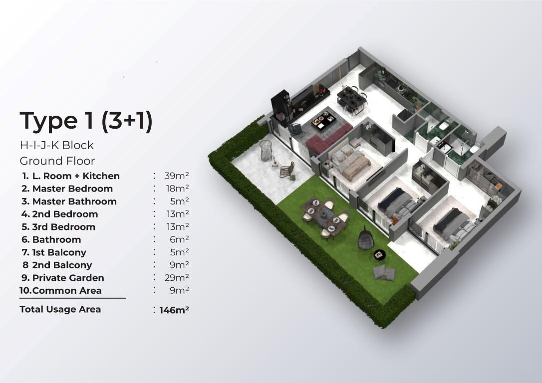 Large-scale project of a modern residential complex on the first coastline in the Iskele area - Фото 14