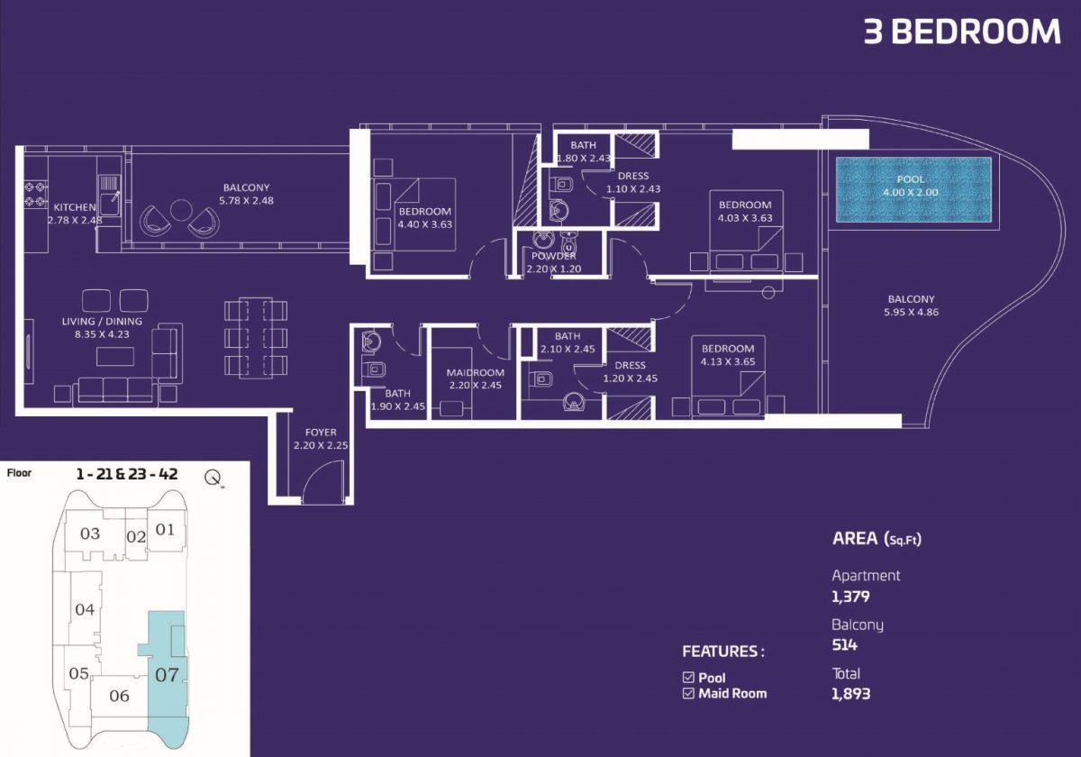 Danube Oceanz Tower 3 is located in the heart of Dubai Maritime City - Фото 8