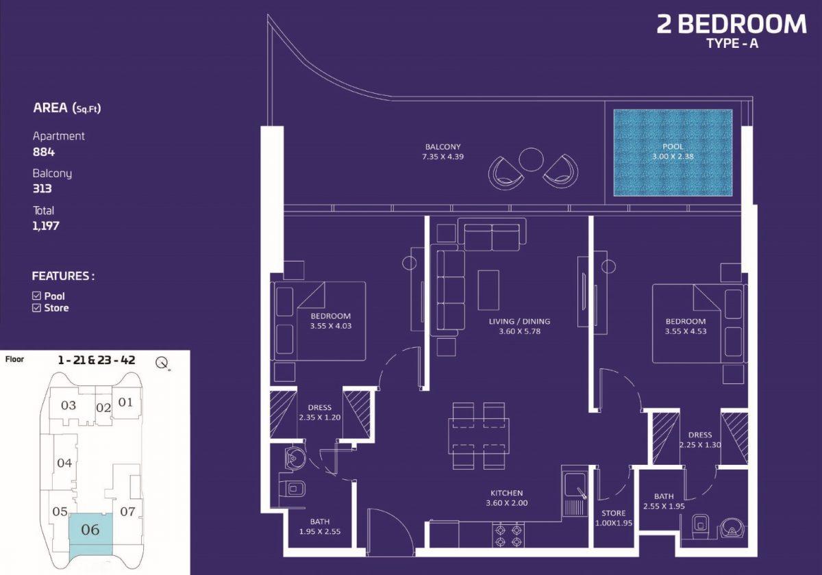 Danube Oceanz Tower 3 is located in the heart of Dubai Maritime City - Фото 7