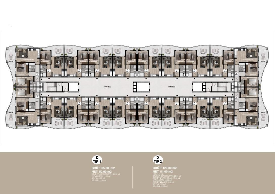 Residential complex under construction, with 1+1 and 2+1 apartments, Mersin - Фото 14