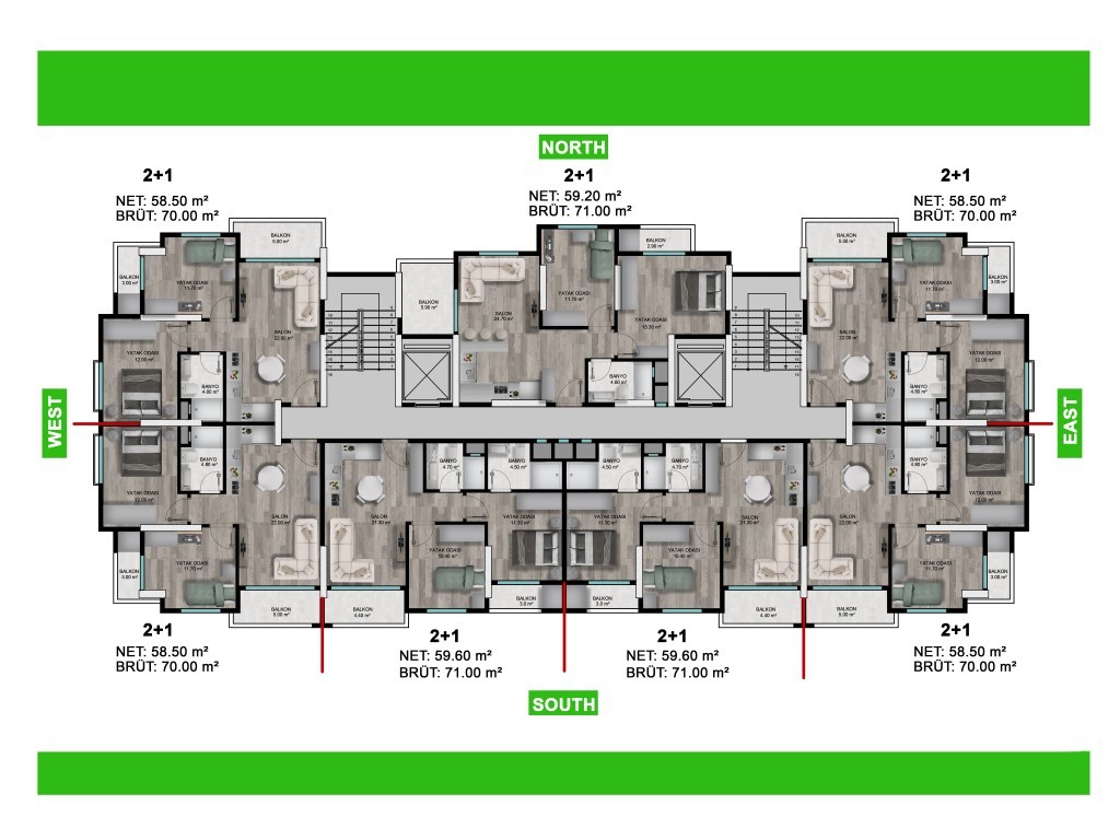 New residential complex with 1+1 and 2+1 apartments in Mezitli district - Фото 7