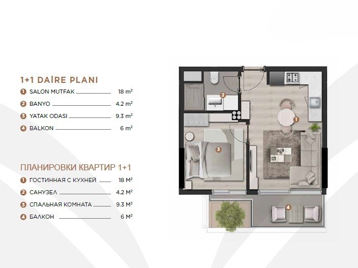 Apartments 1+1 and 2+1 in Antalya with installment and on the final stage of construction - Фото 10