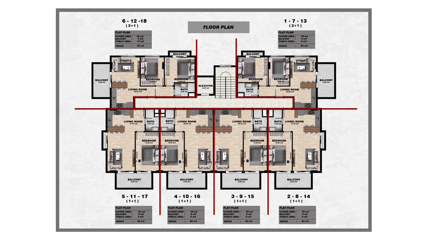 New project in the heart of Alanya, with apartments of 1+1, 2+1 and 3+1 - Фото 30